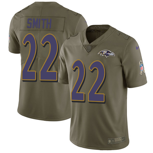 Nike Ravens #22 Jimmy Smith Olive Men's Stitched NFL Limited Salute To Service Jersey - Click Image to Close